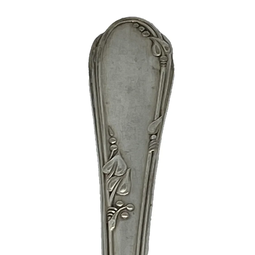 1936 Wm A Rogers A1 Meadowbrook 8” Serving Fork Silver Plate Heather Pattern